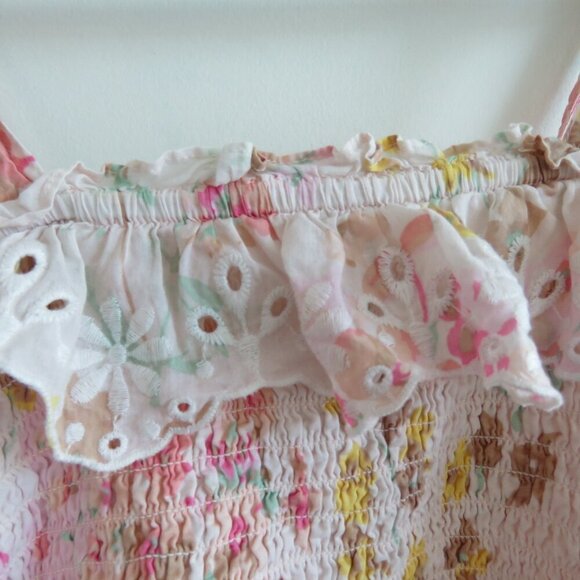 POLO RALPH LAUREN Floral Ruffled Peplum Tank Top Eyelet Pastel Cottage Preppy - Picture 9 of 13
